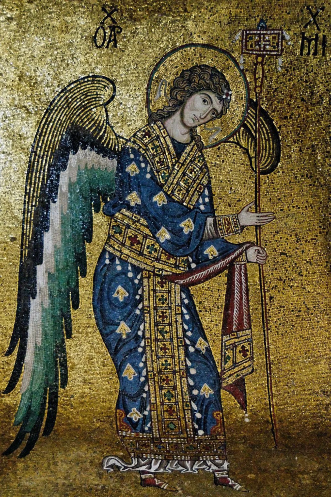 Photograph by: Marie-Lan Nguyen of St Michael. 12th-century mosaic from the Byzantine part of La Martorana, also known as Santa Maria dell’Ammiraglio in Palermo, Sicily.